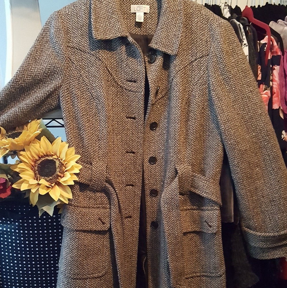 LOFT Herringbone tweed coat